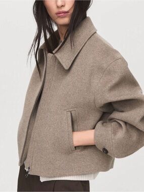 Mango Natural Wool Bomber Jacket